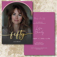 Modern Minimal Pink Arch Fiftieth Birthday