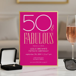Modern Minimal Pink Fifty & Fabulous Birthday