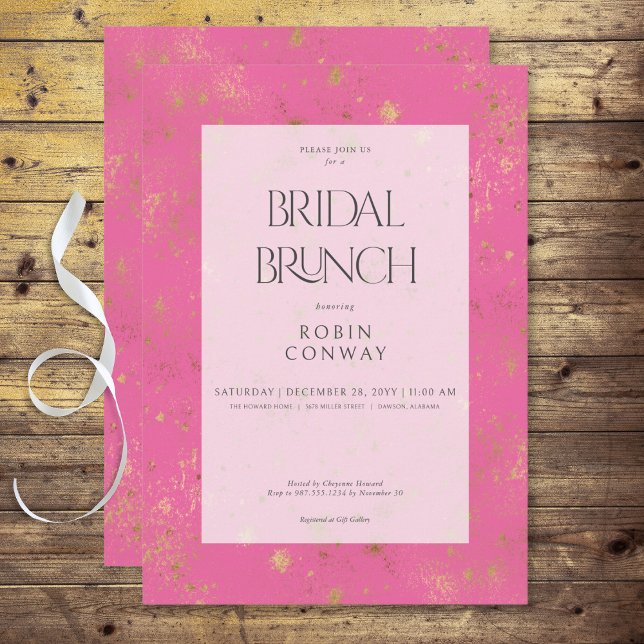 Modern Minimal Pink & Gold Glitter Bridal Brunch Invitation (Modern Minimal Pink & Gold Glitter Bridal Brunch Invitation)