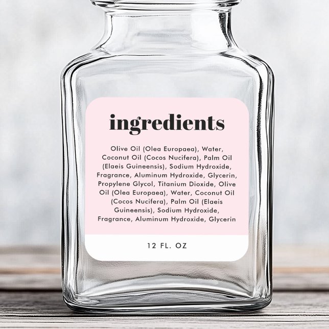 Modern minimal pink ingredient list product label (Modern minimal pink ingredient list product label)