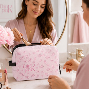 Modern Minimal Pink Monogram Think Pink Dopp Kit