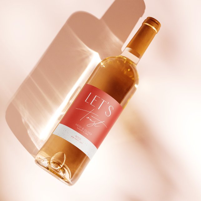 Modern Minimal Pink Personalised Wedding Bottle Wine Label (Creator Uploaded)