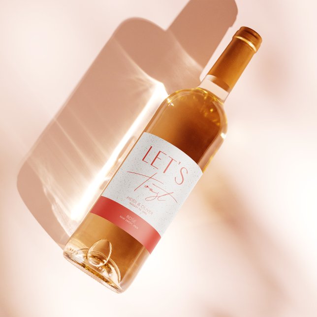 Modern Minimal Pink Personalised Wedding Bottle Wine Label (Creator Uploaded)