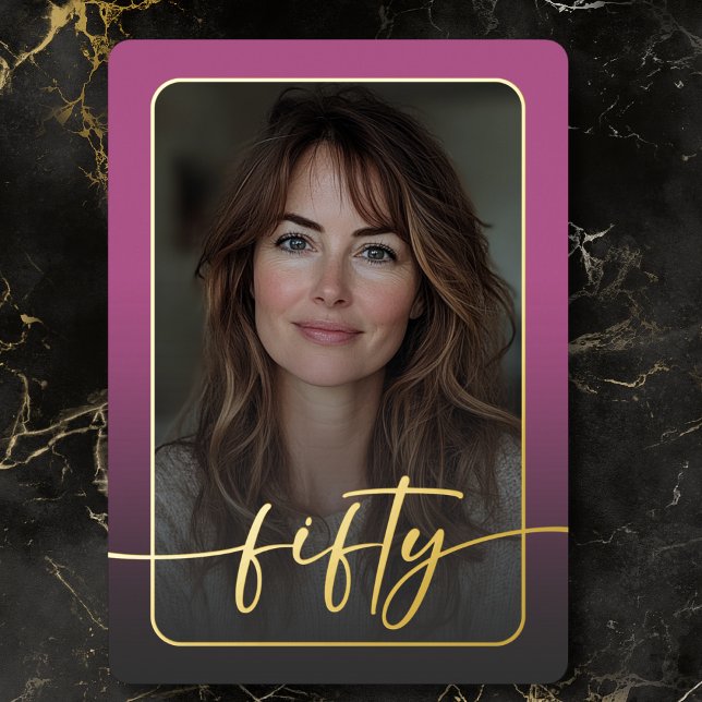 Modern Minimal Pink Photo Fiftieth Birthday (Modern Minimal Pink Photo Fiftieth Birthday Foil Invitation)