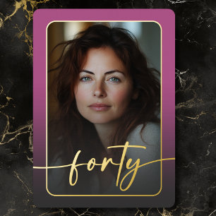 Modern Minimal Pink Photo Fortieth Birthday