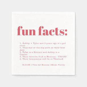 Modern Minimal Pink Punch   Fun Facts Wedding Napkin