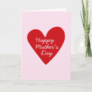 Modern Minimal Pink & Red Heart Photo Mother's Day Card
