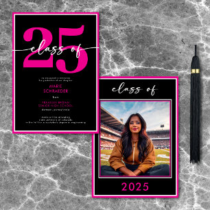 Modern Minimal Pink Script Graduation Announcement