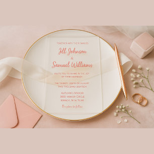 Modern Minimal Pink Script Wedding  Acrylic Invitations