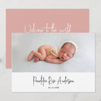Modern minimal pink simple photo birth