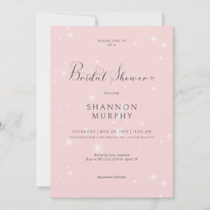 Modern Minimal Pink Sparkle Bridal Shower Invitation