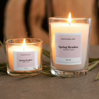 Modern minimal pink square product candle label