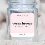 Modern minimal pink square product label<br><div class="desc">Elegant product label with your product name or scent on a light pink background with a white border at the bottom. All fonts and colours are customisable. Move and resize elements with the design tool.</div>