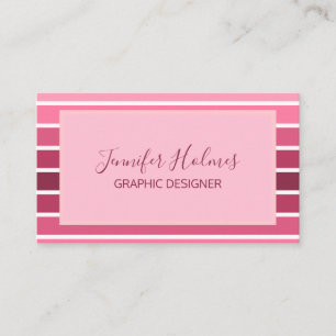 Modern Minimal Pink White Stripes Business Card