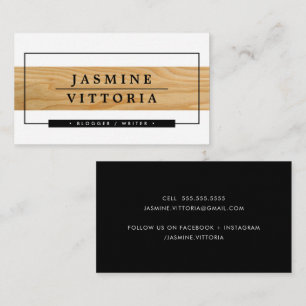 MODERN MINIMAL plain border timber wood band black Business Card