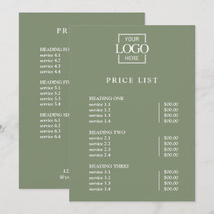 Modern Minimal Professional Logo Menu Price List