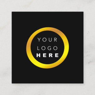 Modern Minimal Professional Luminous Gold Black Square Business Card