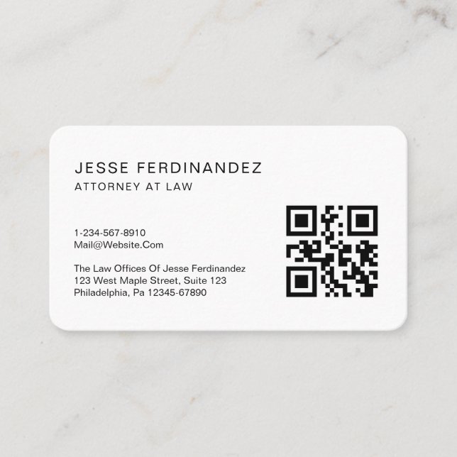 Modern Minimal Professional QR Code Business Card (Front)