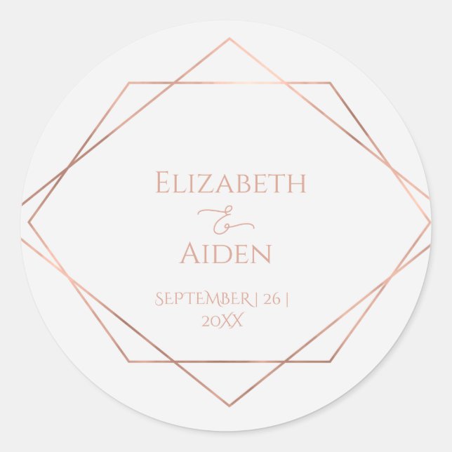 Modern, minimal , pur, white, rosegold (imitat) classic round sticker (Front)