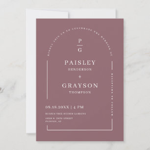 Modern Minimal Purple Arch QR Code Wedding Photo Invitation
