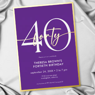 Modern Minimal Purple Forty Script Birthday