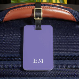 Modern Minimal Purple Monogrammed Initials Luggage Tag