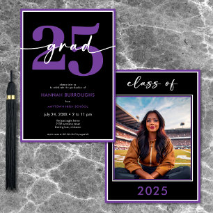 Modern Minimal Purple Script Graduation Party Invitation