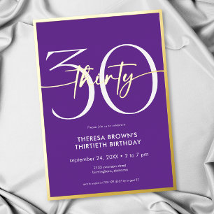 Modern Minimal Purple Thirty Script Birthday