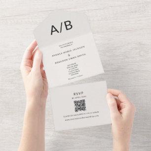 Modern Minimal QR All-in-One Wedding Invitation