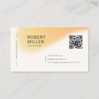Modern Minimal QR Code Gradient Blur Noise Yellow Business Card