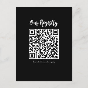 Modern Minimal QR Code Scannable Wedding Registry Postcard