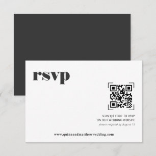 Modern Minimal   QR Code Wedding RSVP Card