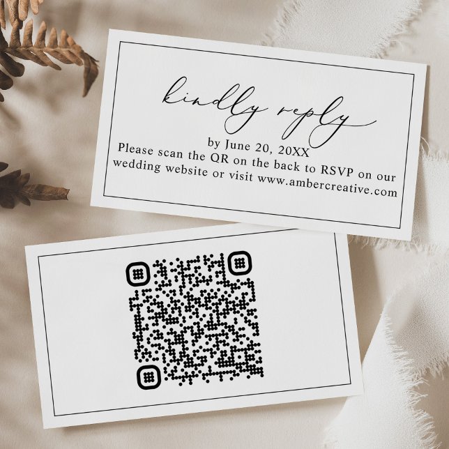 Modern Minimal QR code Wedding RSVP Enclosure Card (Creator Uploaded)