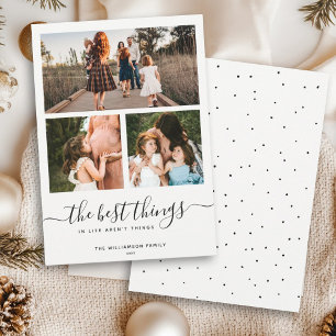 Modern Minimal Quote   Simple 3 Photo Collage Holiday Card