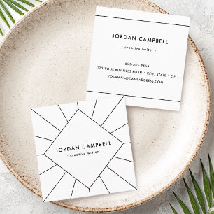 Modern minimal radial geometric black and white square business card