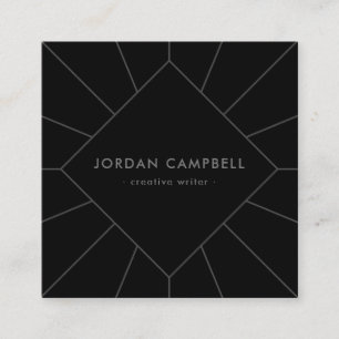 Modern minimal radial geometric black square business card