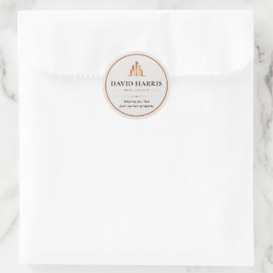 Modern Minimal Real Estate Agent Copper Luxury Classic Round Sticker