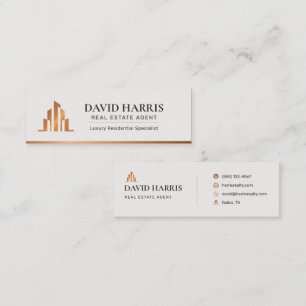 Modern Minimal Real Estate Agent    Copper Luxury  Mini Business Card