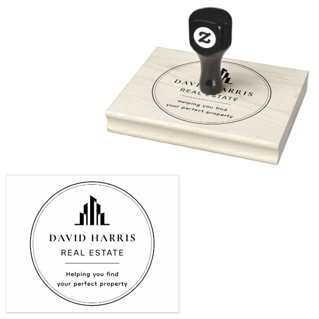 Modern Minimal Real Estate Agent| | Copper Luxury  Rubber Stamp (Stamped)