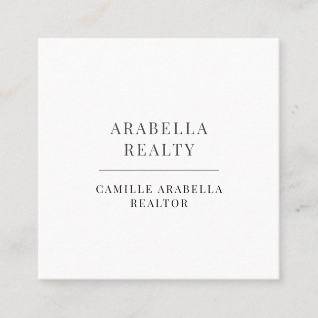 Modern Minimal Real Estate Company Square Business Card (Front)