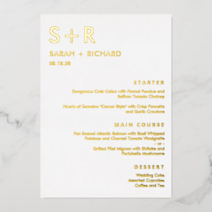 Modern Minimal REAL FOIL Elegant Menu Card