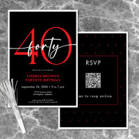 Modern Minimal Red Forty Script Birthday QR