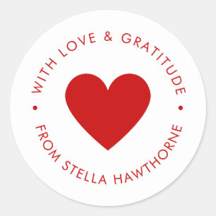 Modern Minimal Red Heart  Classic Round Sticker