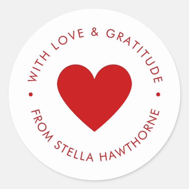 Modern Minimal Red Heart  Classic Round Sticker (Front)