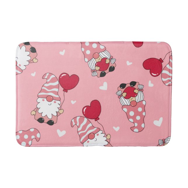 Modern Minimal Red Heart Valentine’s Day Present Bath Mat (Front)
