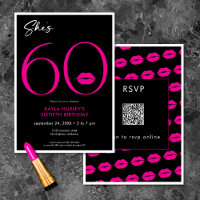 Modern Minimal Red Lips She's Sixty Birthday QR