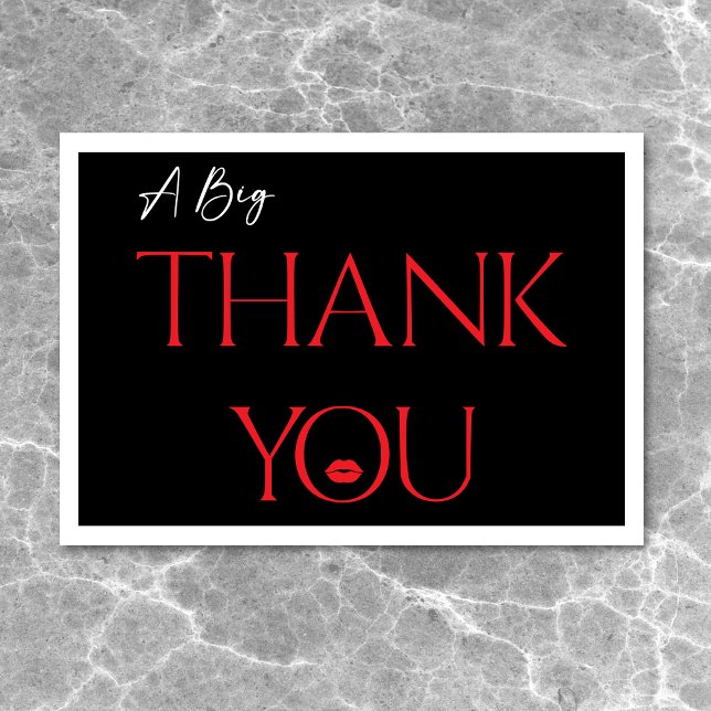 Modern Minimal Red Lips She's Thirty Birthday Thank You Card (Modern Minimal Red Lips She's Thirty Birthday Thank You Card)