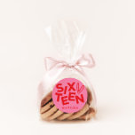 Modern minimal red pink typography 16th birthday classic round sticker<br><div class="desc">Modern minimal bold typography 16th birthday red and pink party decor favour sticker design.</div>