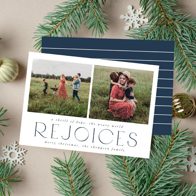 Modern, Minimal Rejoice Religious Christmas Photo Holiday Card (Creator Uploaded)