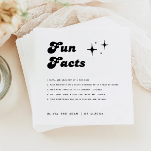 Modern Minimal Retro Fun Facts Wedding Napkin